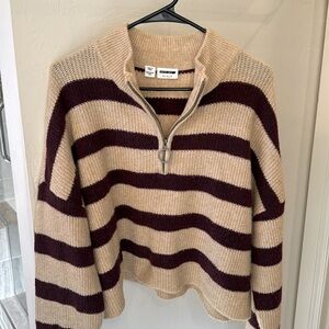 Noisy May Alice Stripe Quarter Zip Sweater Great condition! Size L